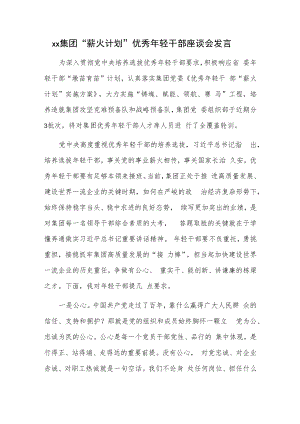 xx集团“薪火计划”优秀年轻干部座谈会发言.docx