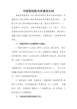 中医院医共体建设总结.docx