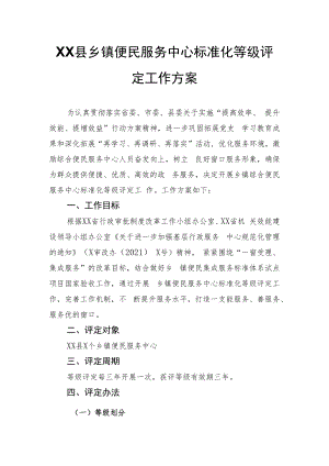 XX县乡镇便民服务中心标准化等级评定工作方案.docx