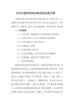 乡村公益性岗位补贴项目实施方案.docx