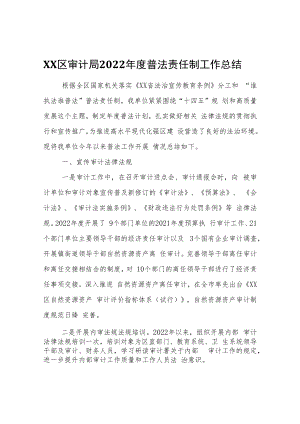 XX区审计局2022年度普法责任制工作总结.docx