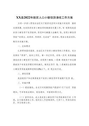 XX县2022年脱贫人口小额信贷清收工作方案.docx