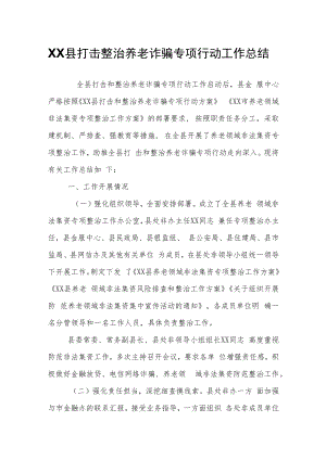 XX县打击整治养老诈骗专项行动工作总结.docx