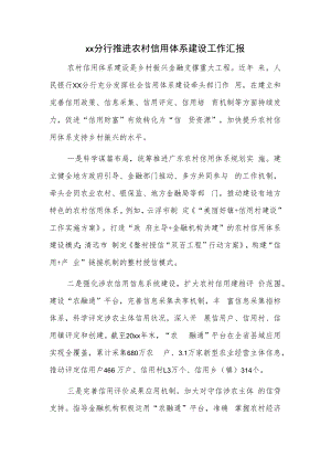 xx分行推进农村信用体系建设工作汇报.docx