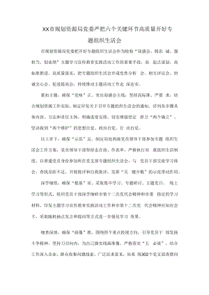 XX市规划资源局党委严把六个关键环节高质量开好专题组织生活会.docx