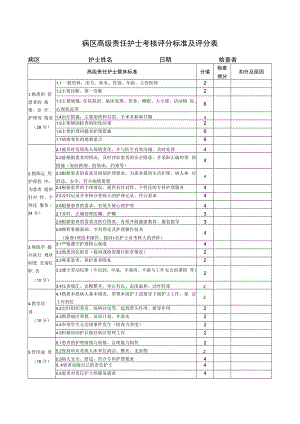 2022病区高级责任护士考核评分标准及评分表.docx