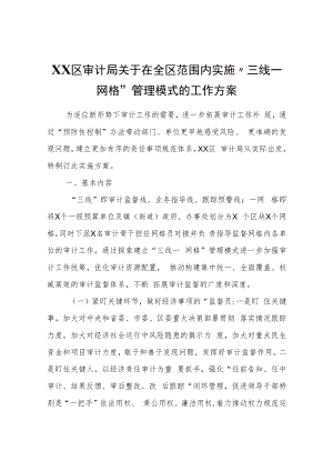 XX区审计局关于在全区范围内实施“三线一网格”管理模式的工作方案.docx