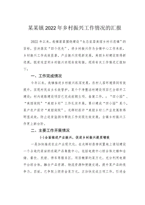 某某镇2022年乡村振兴工作情况的汇报.docx