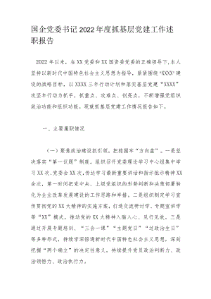 国企党委书记2022年度抓基层党建工作述职报告.docx