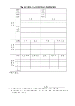 XX科技职业技术学院国内公务接待清单.docx