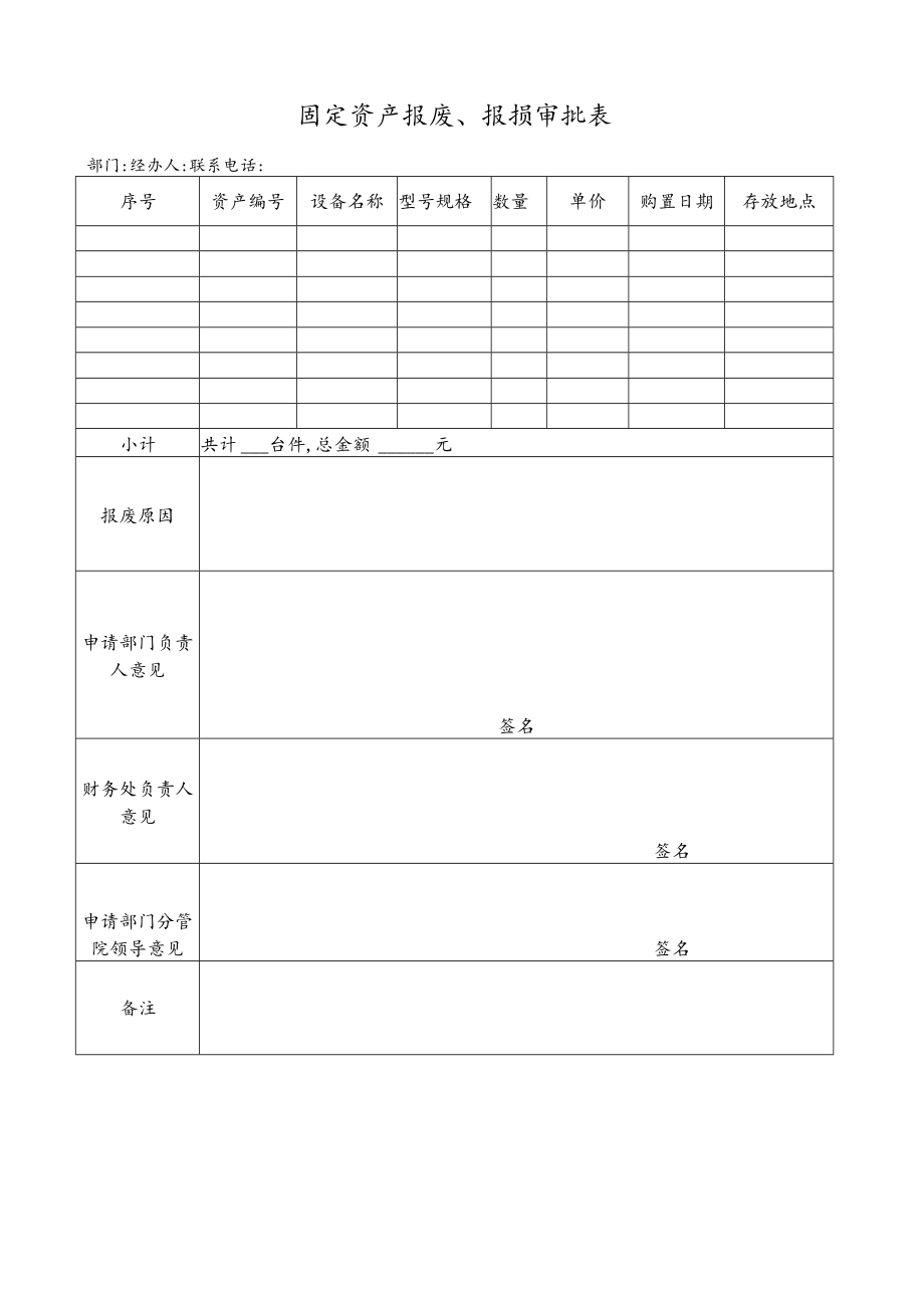 固定资产报废、报损审批表.docx_第1页