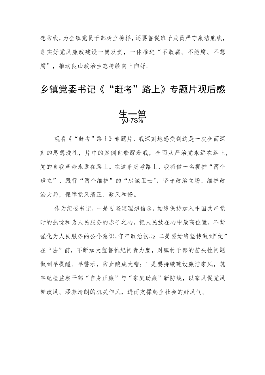 乡镇党委书记《“赶考”路上》专题片观后感三篇.docx_第2页