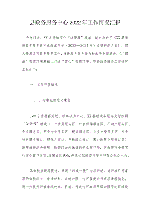 县政务服务中心2022年工作情况汇报.docx
