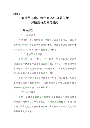 消除艾滋病、梅毒和乙肝母婴传播评估流程及主要指标.docx