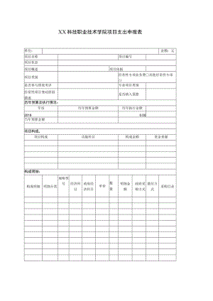 XX科技职业技术学院项目支出申报表.docx