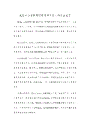 做好中小学教师职称评审工作心得体会发言.docx