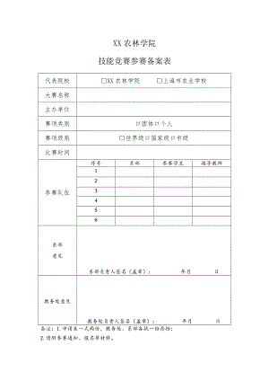 XX农林学院技能竞赛参赛备案表.docx
