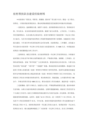 驻村帮扶队伍建设经验材料.docx