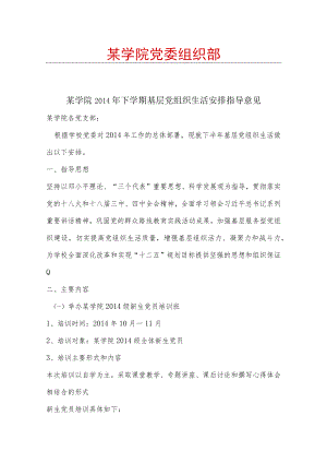 某学院基层党组织生活安排指导意见.docx