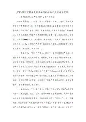 2023整顿软弱涣散基层党组织经验交流材料供借鉴.docx