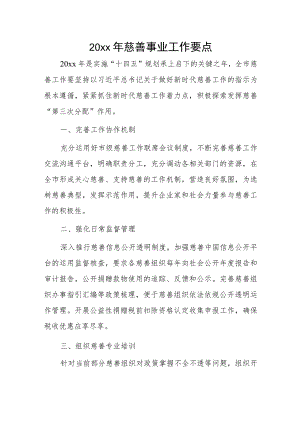 20xx年慈善事业工作要点.docx