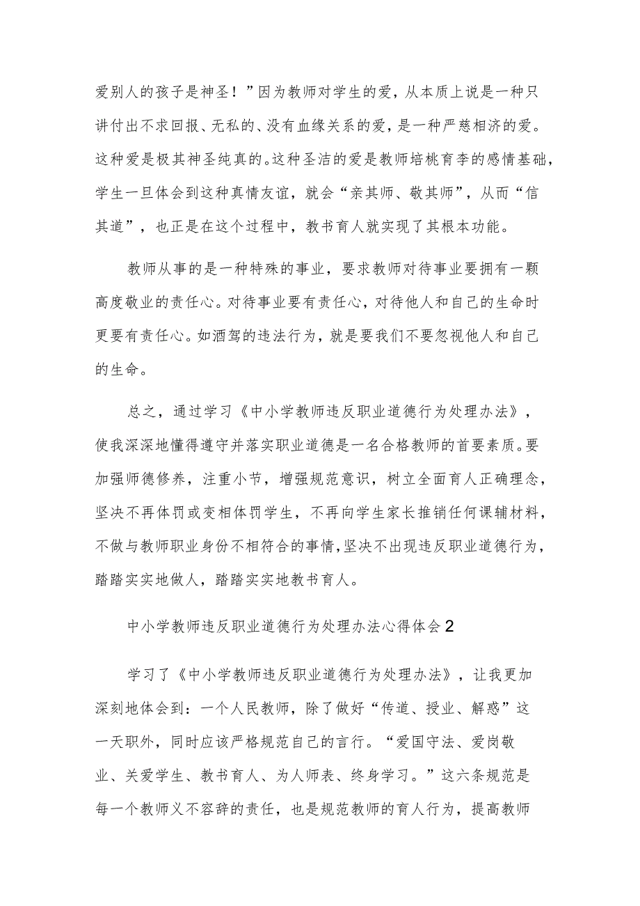 中小学教师违反职业道德行为处理办法心得体会汇篇范文.docx_第2页