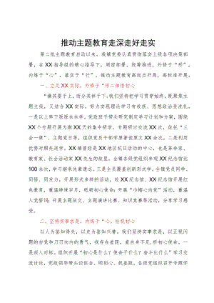 读书班研讨发言：推动主题教育走深走好走实.docx