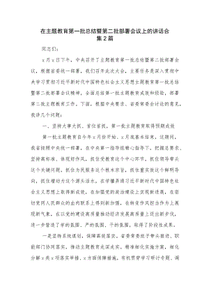 在主题教育第一批总结暨第二批部署会议上的讲话合集2篇.docx