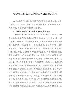 2023年创建卓越服务示范医院工作开展情况汇报.docx