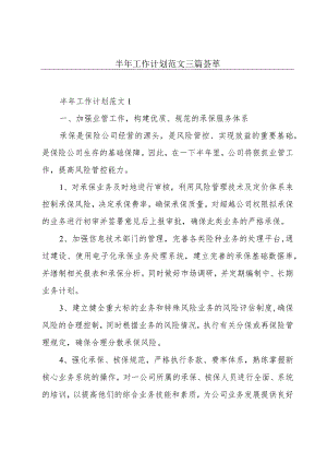 半年工作计划范文三篇荟萃.docx