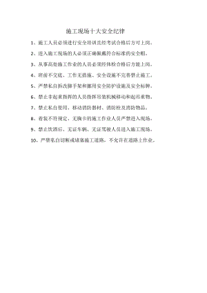 施工现场十大安全纪律.docx