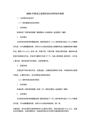 2023年黑龙江省秸秆综合利用技术指南.docx