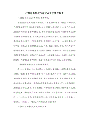 政务服务集成改革试点工作情况报告.docx
