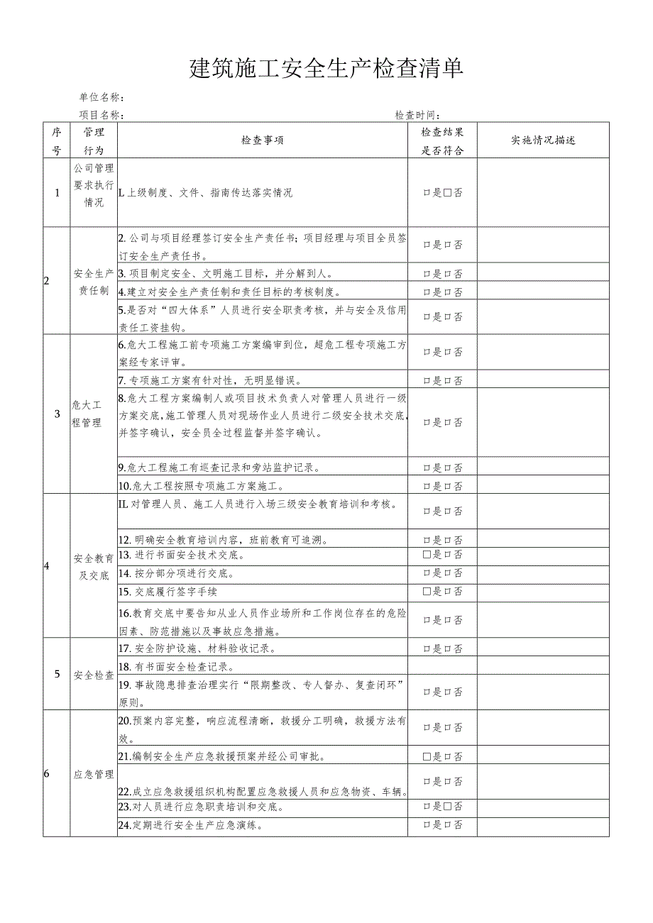 建筑施工安全生产检查清单.docx_第1页