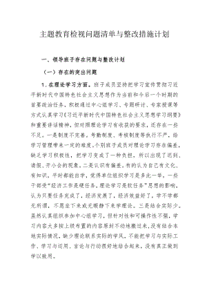 主题教育检视问题清单与整改措施计划.docx