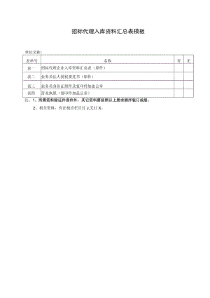 招标代理入库资料汇总表模板.docx