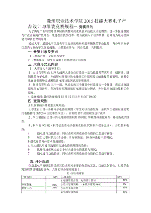 滁州职业技术学院2015技能大赛电子产品设计与组装竞赛规程.docx