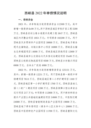 西峡县2022年举债情况说明.docx