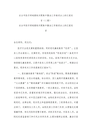 在全市医疗领域腐败问题集中整治工作推进会上的汇报发言(二篇).docx