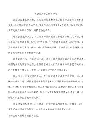 香肠生产加工财务评估.docx