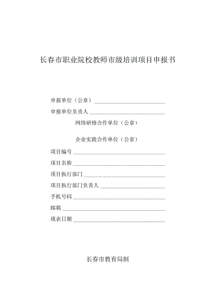 长春市职业院校教师市级培训项目申报书.docx