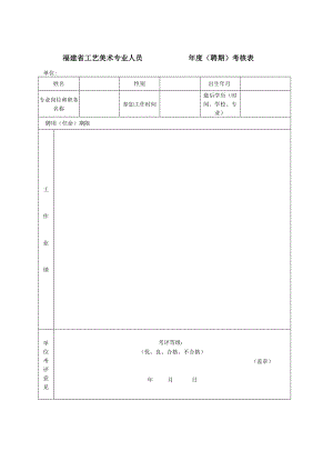 福建省工艺美术专业人员年度聘期考核表单位.docx