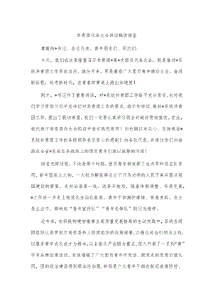 共青团代表大会讲话稿供借鉴.docx