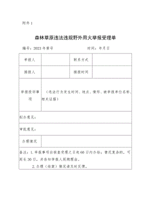 森林草原违法违规野外用火举报受理单.docx