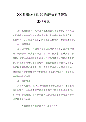 XX县职业技能培训和评价专项整治工作方案 .docx