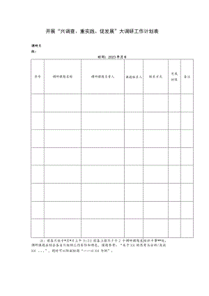 开展“兴调查、重实践、促发展”大调研工作计划表.docx