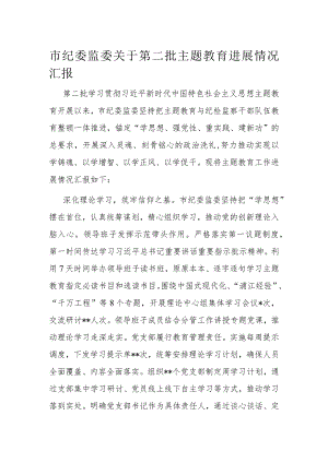 市纪委监委关于第二批主题教育进展情况汇报.docx
