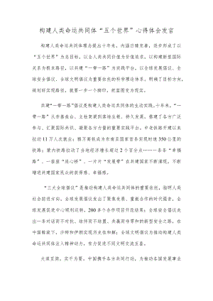 构建人类命运共同体“五个世界”心得体会发言.docx