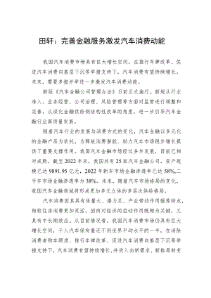 田轩：完善金融服务激发汽车消费动能.docx