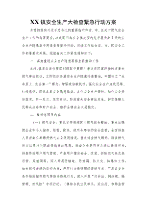 XX镇安全生产大检查紧急行动方案 .docx